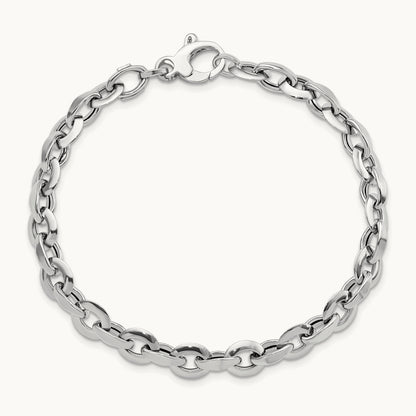 Polished Fancy Link Bracelet, 14K White