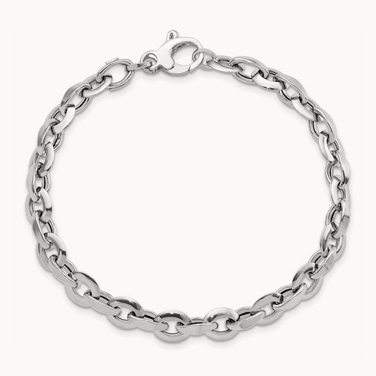 Polished Fancy Link Bracelet, 14K White