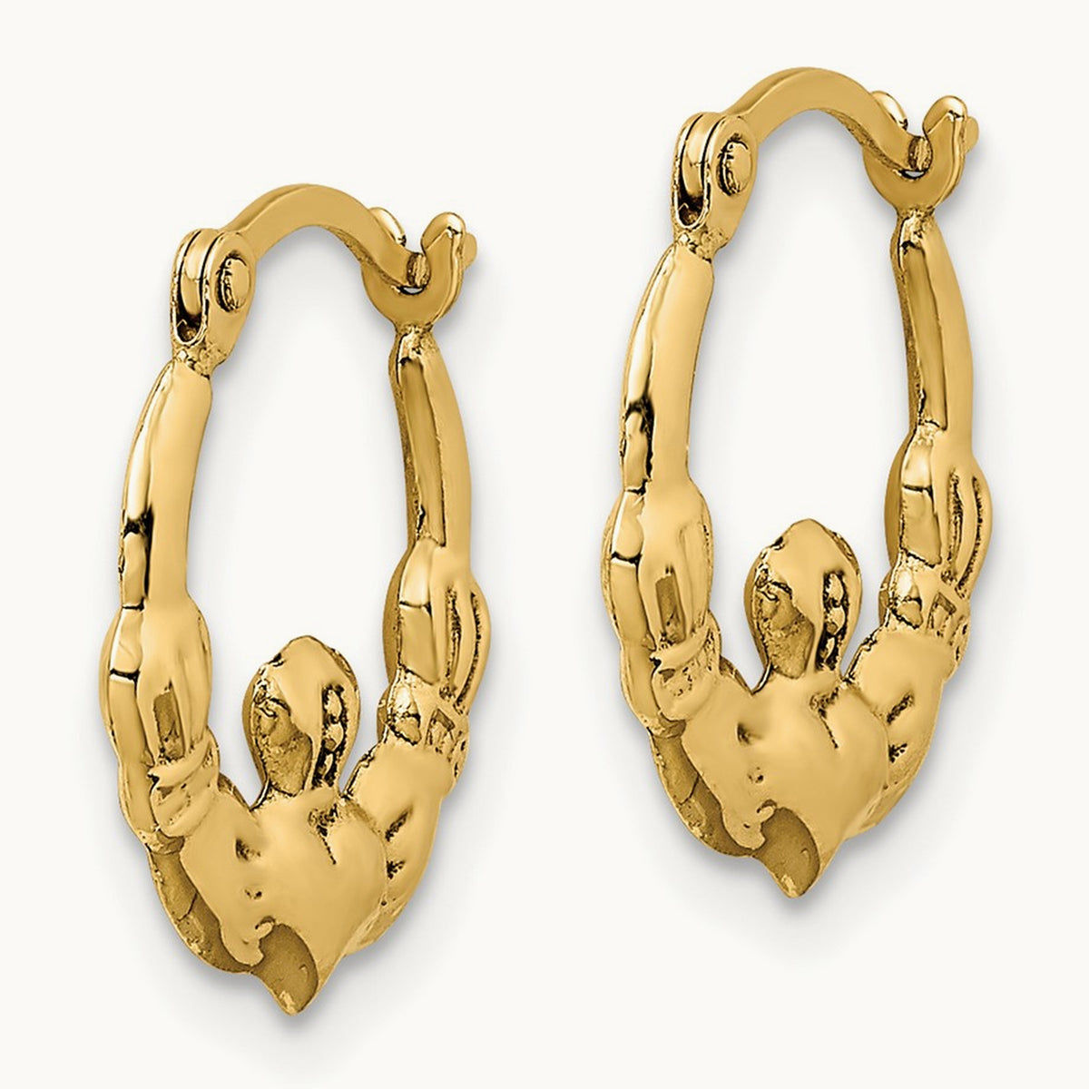 Claddagh Hoop Earrings — 14K Yellow Gold