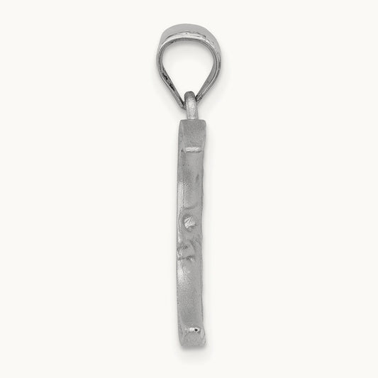 Satin Diamond-cut Moon Pendant, 14K White Gold
