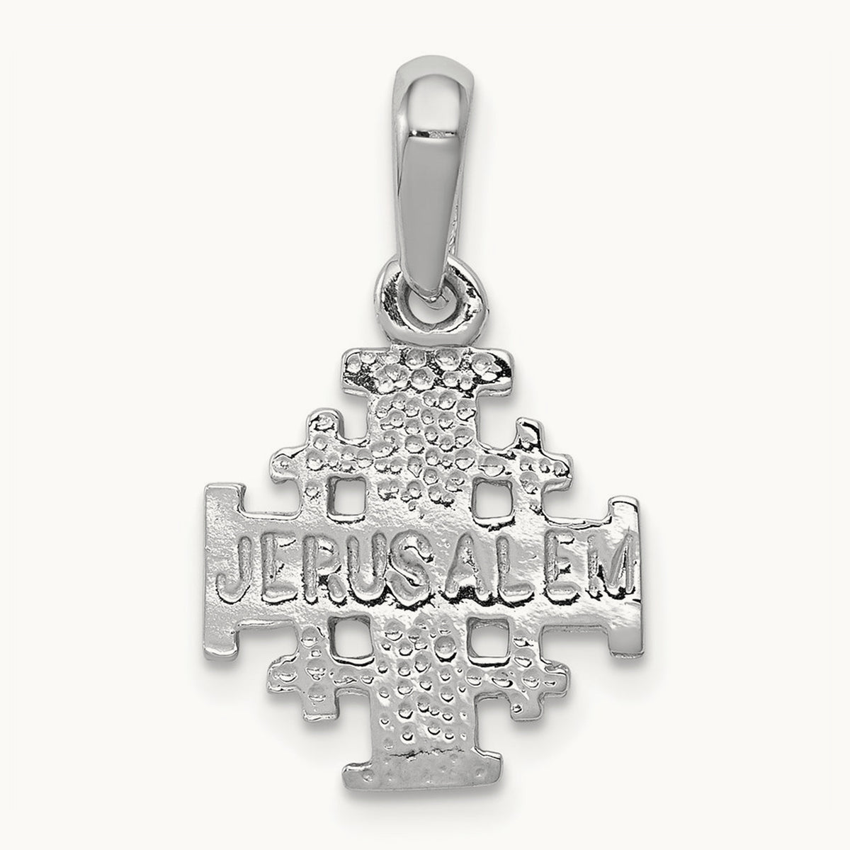 Jerusalem Cross Charm — 14K White Gold