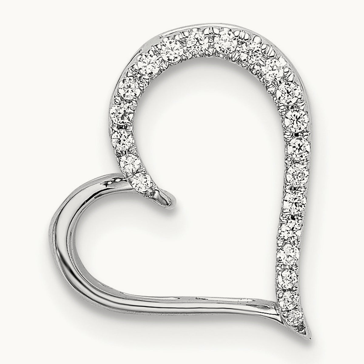 Diamond Heart Chain Slide, 14K White Gold