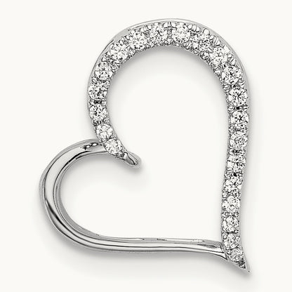 Diamond Heart Chain Slide, 14K White Gold