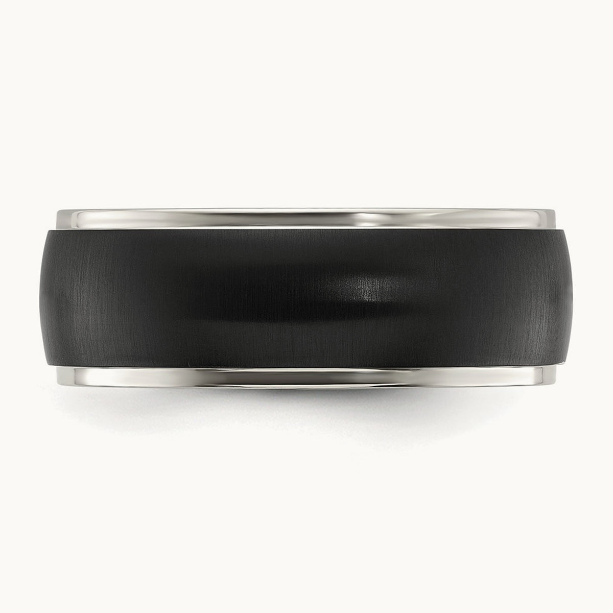 Polished w/Brushed Black IP-plated Center Band, 8mm, Titanium