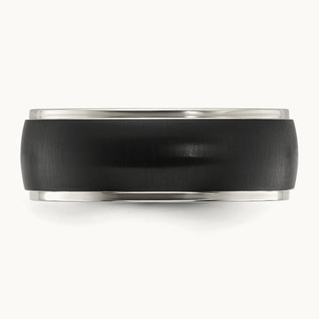 Polished w/Brushed Black IP-plated Center Band, 8mm, Titanium