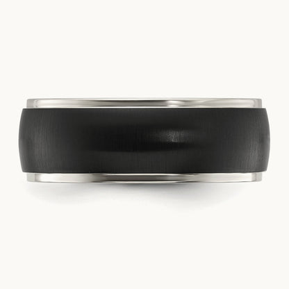 Polished w/Brushed Black IP-plated Center Band, 8mm, Titanium