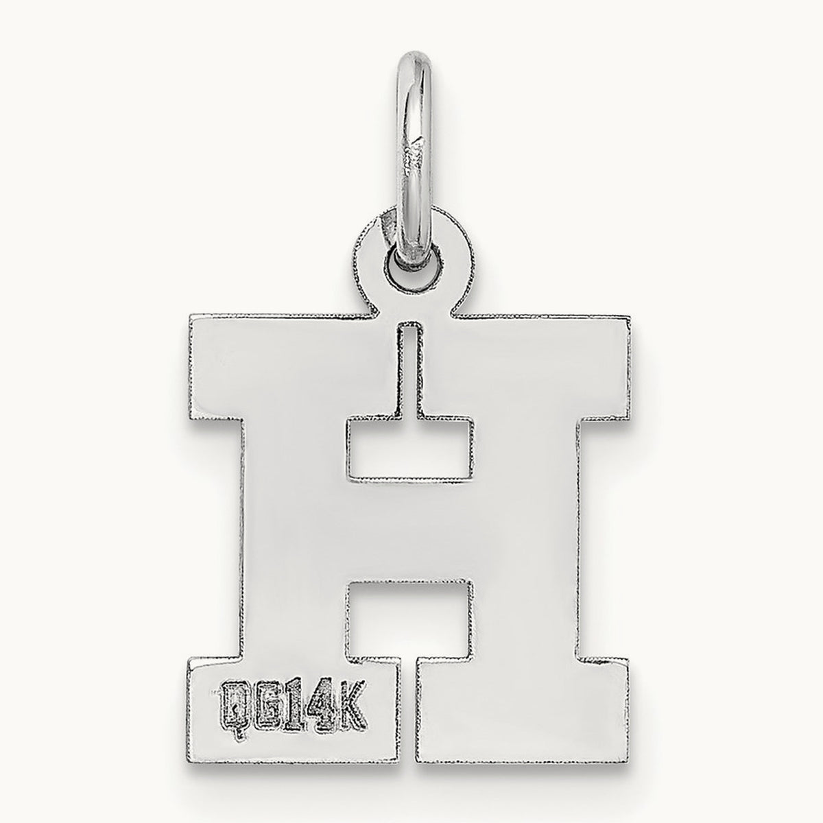 Small Block Initial Charm — 14K White Gold, H