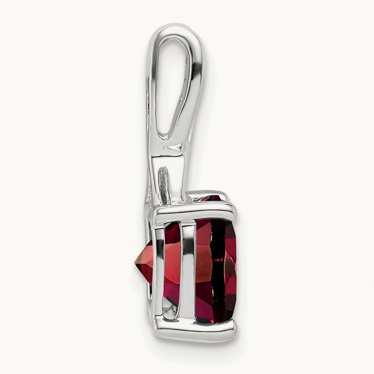 Cushion Garnet and Diamond Pendant — 14K White Gold