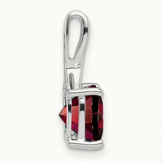 Cushion Garnet and Diamond Pendant — 14K White Gold