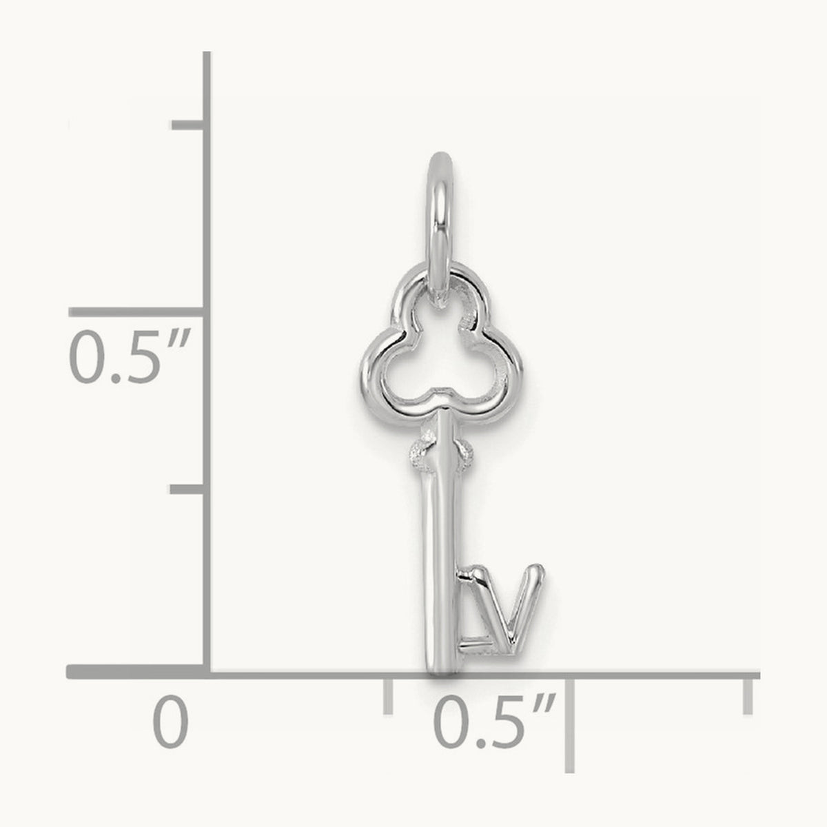 Key Initial Charm — 14K White Gold, V
