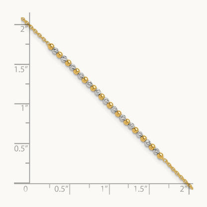 Diamond-cut Beaded 7.5in Bracelet, 14K Two-tone
