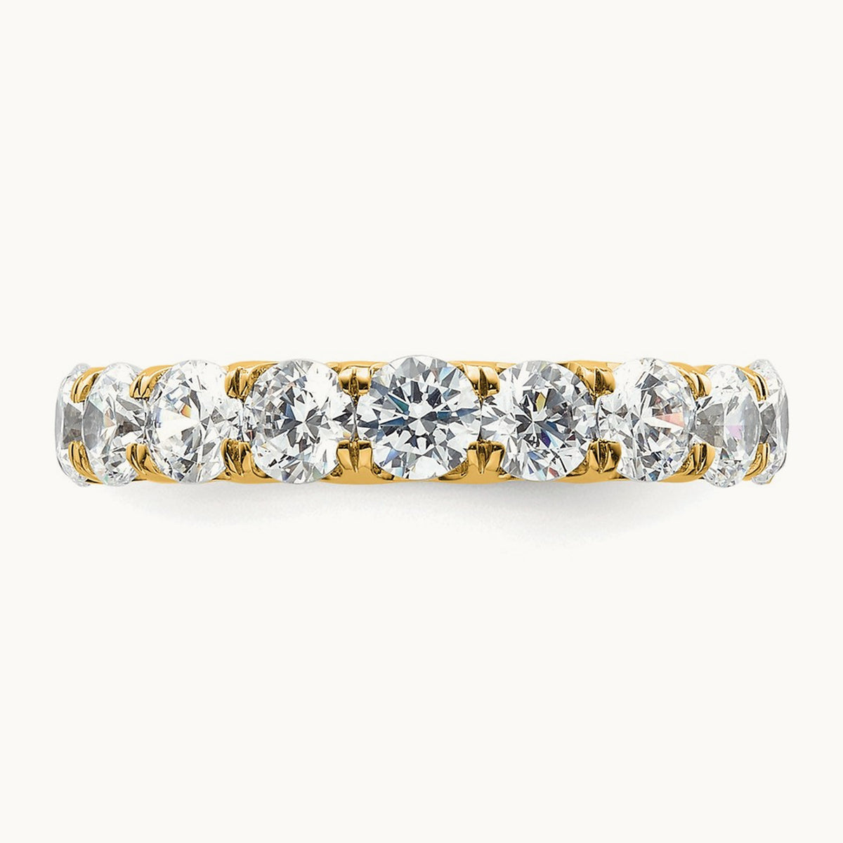 Polished U Shared Prong Diamond Eternity Band, 3.00 ct tw — 14K Yellow Gold