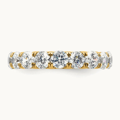 Polished U Shared Prong Diamond Eternity Band, 3.00 ct tw — 14K Yellow Gold