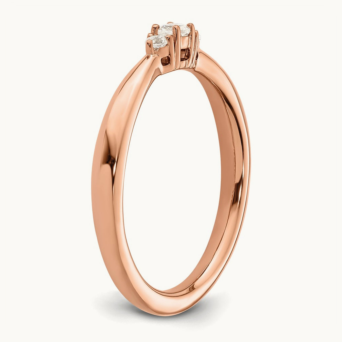 Diamond Complete 3 Stone Promise/Engagement Ring, 14K Rose Gold