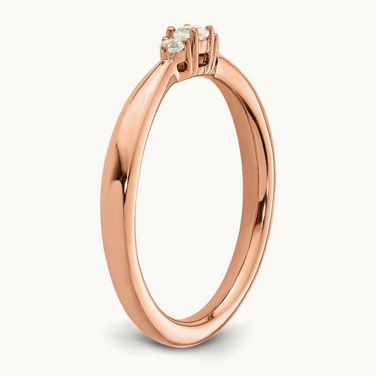 Diamond Complete 3 Stone Promise/Engagement Ring, 14K Rose Gold