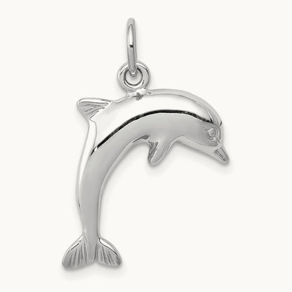 Dolphin Charm, 14K White Gold