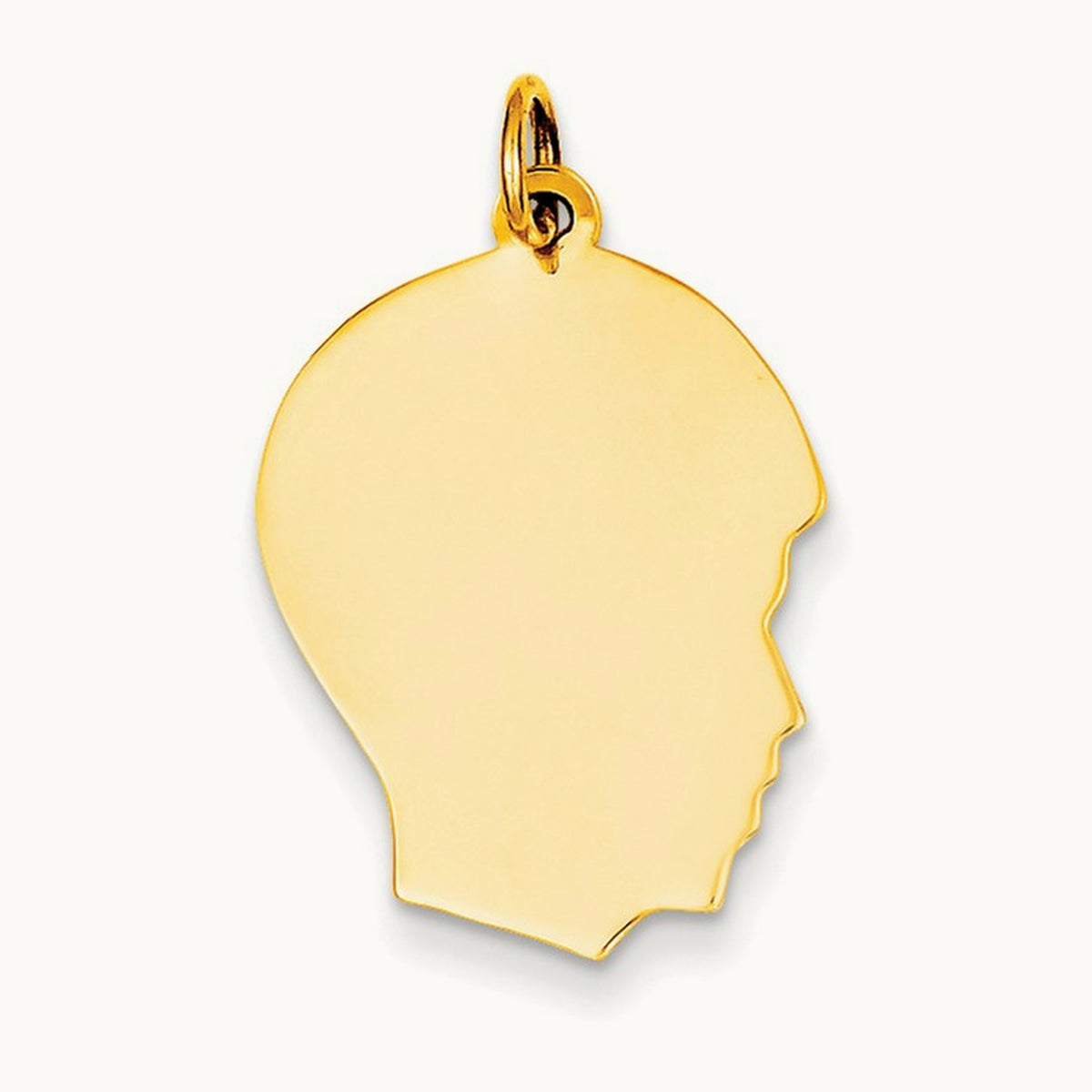 Plain Medium .013 Gauge Facing Right Engravable Boy Head Charm — 27mm