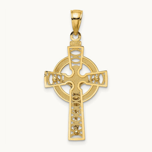 Celtic Crucifix w/ Eternity Circle Charm, 14K Two-tone