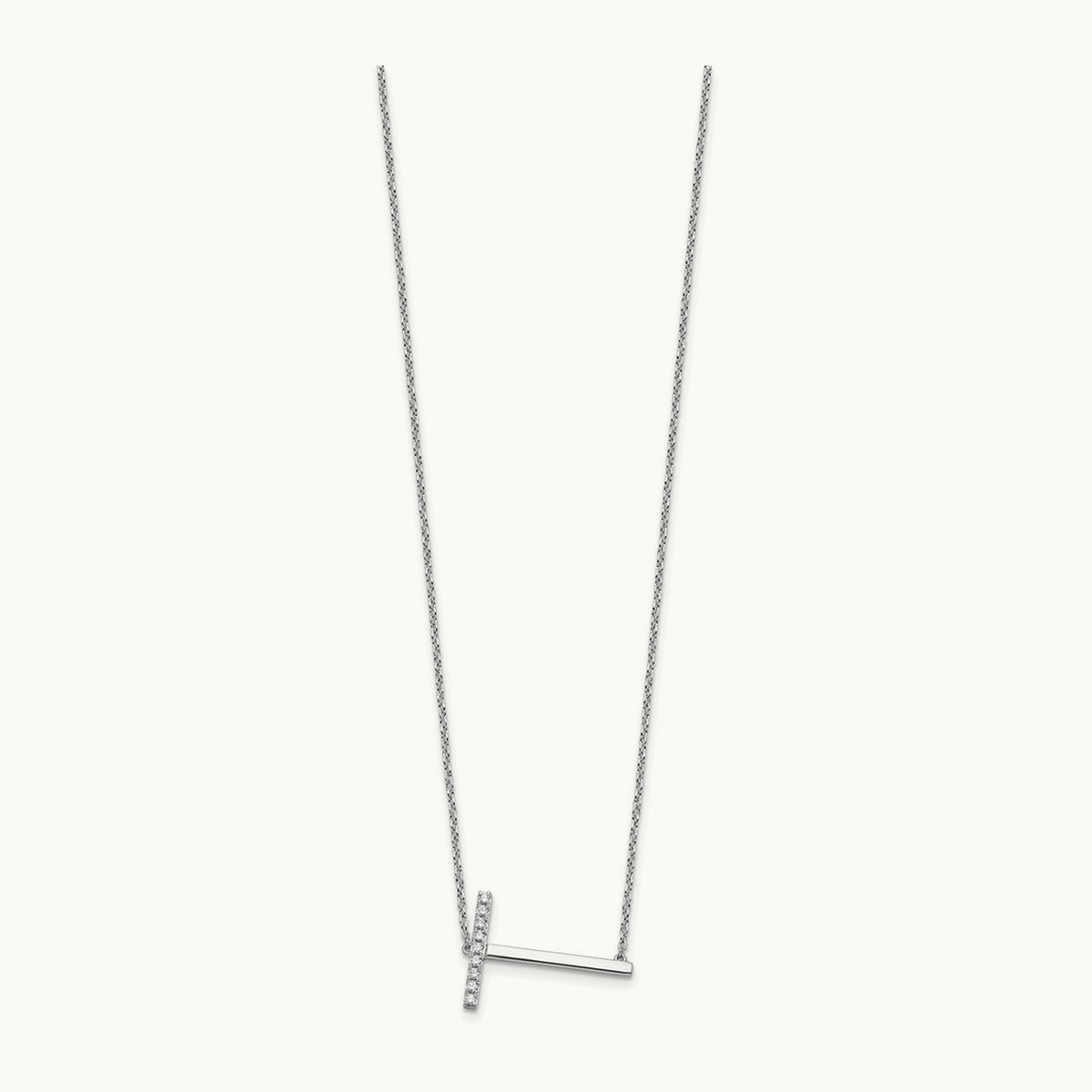 Sideways Diamond Necklace — 14K White Gold, T