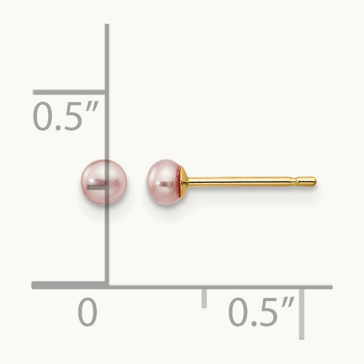 3- Purple Button Freshwater Cultured Pearl Stud Post Earrings, 4mm, 14K