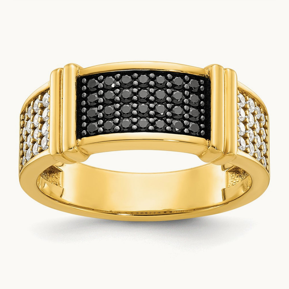 IBGoodman Men's Black and White Diamonds Complete Ring, 14K
