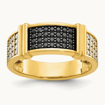 IBGoodman Men's Black and White Diamonds Complete Ring, 14K