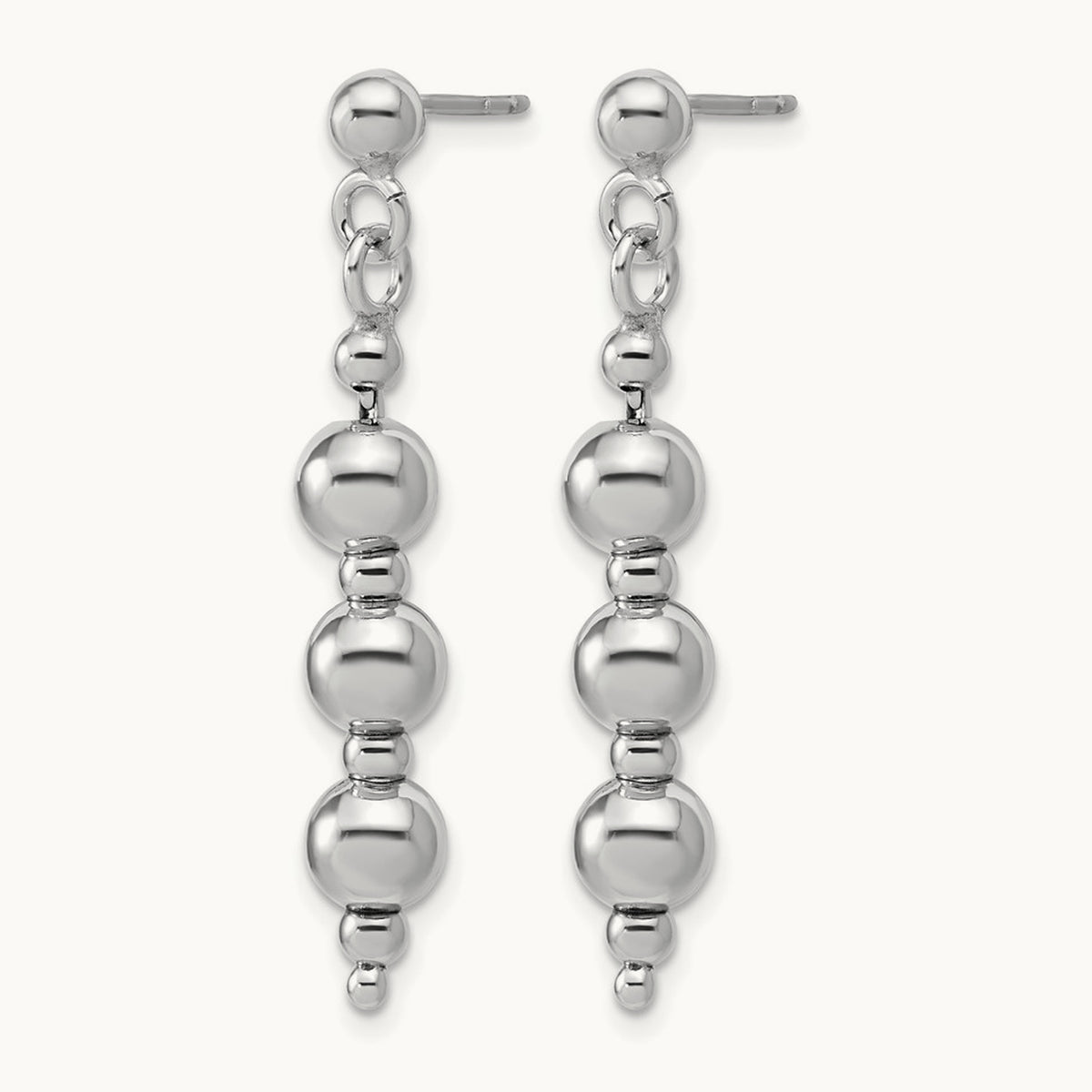 Rhodium-Plated Ball Dangle Post Earrings, Sterling Silver — Leslie's