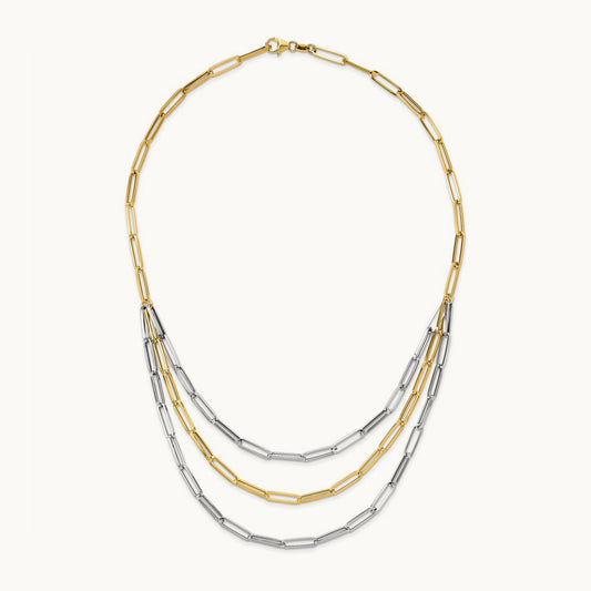 Polished Fancy Link Necklace, 14K Two-tone