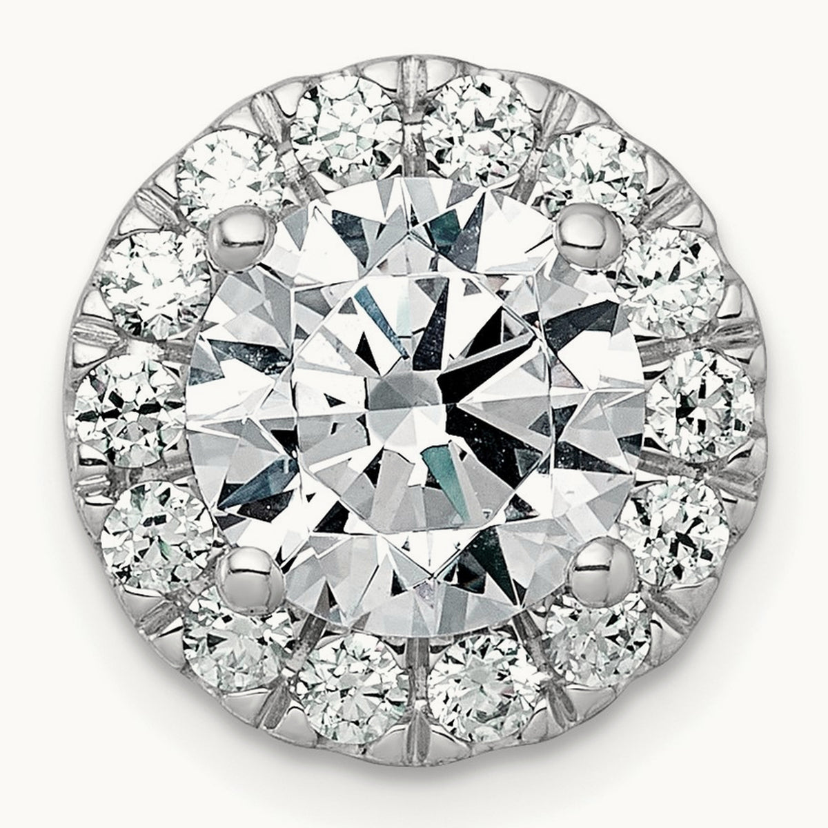 Round Halo Chain Slide Pendant, 0.25-5.00 ct tw Lab-Grown Diamond — 3 ct, 14K White Gold