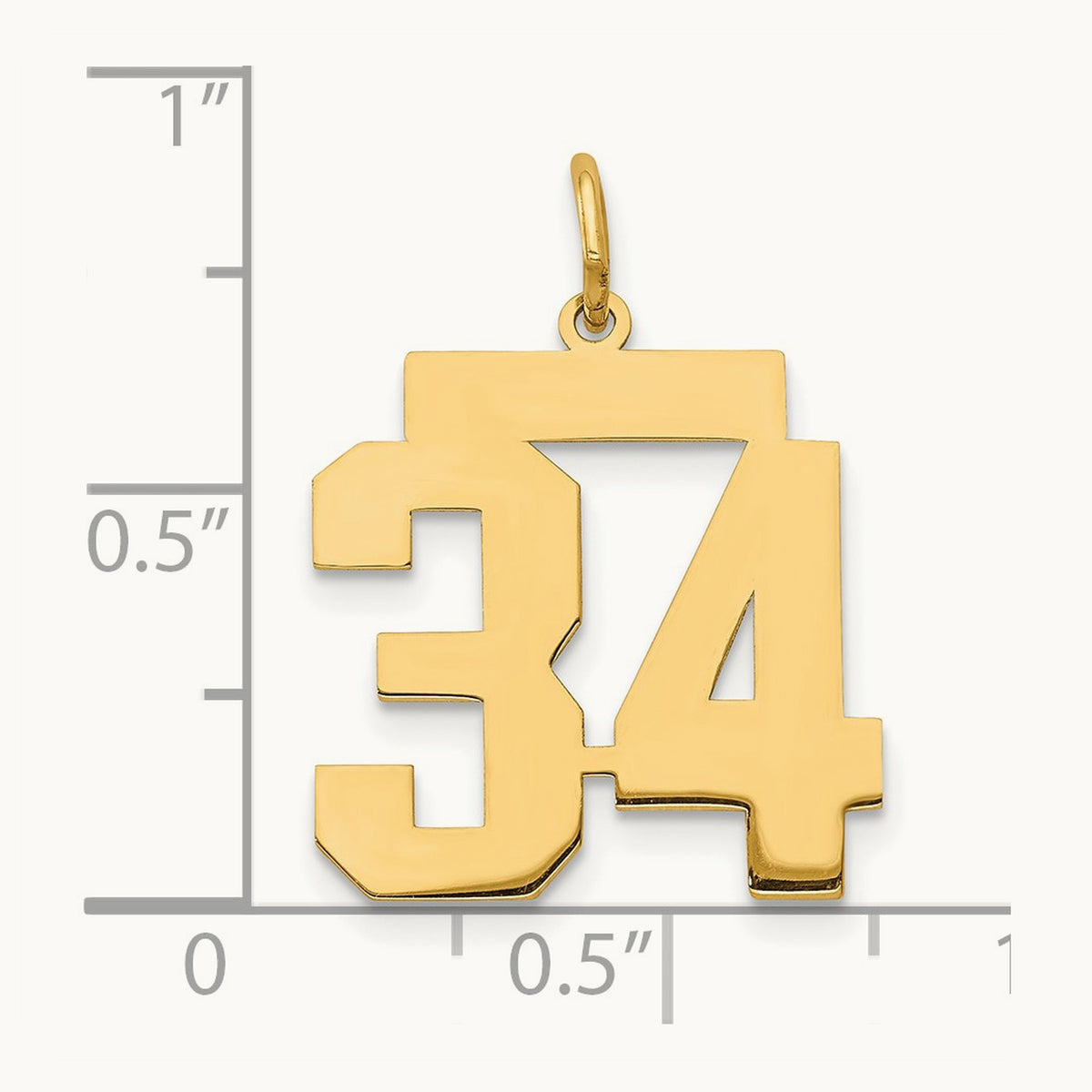 Medium Polished Number 34 Charm, 14K