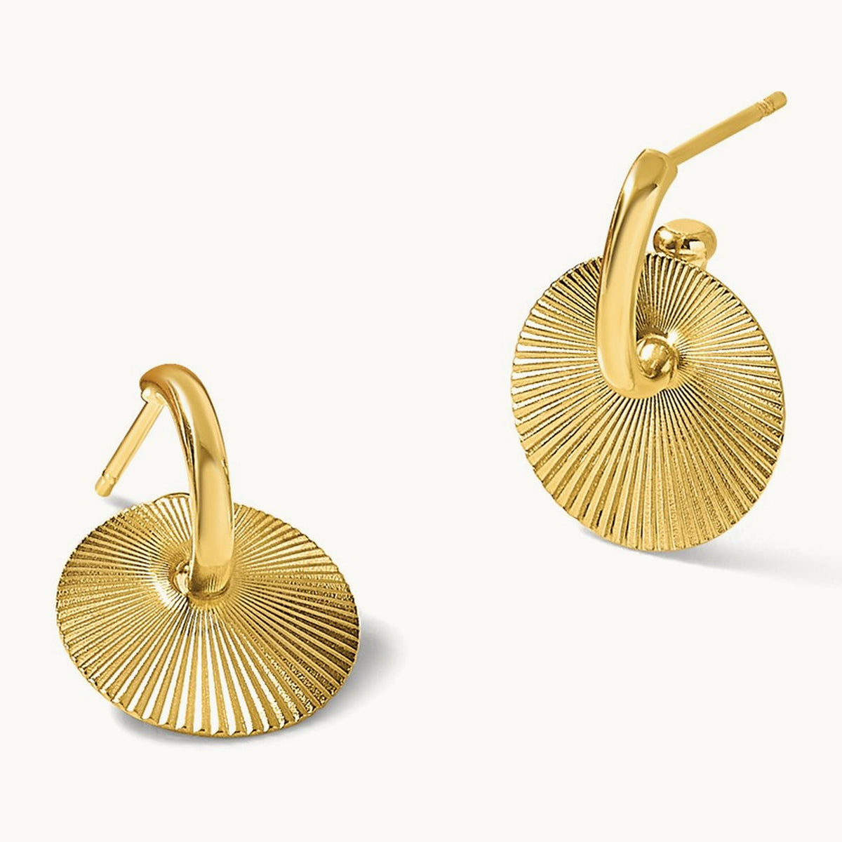 Polished and Textured Circle Dangle Post Earrings, 14K — Leslie's