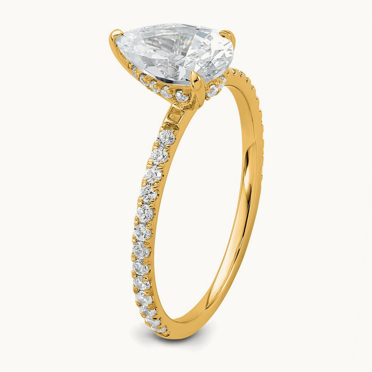 Pear Solitaire Engagement Ring, 1.25-4.75 ct tw Lab-Grown Diamond — 1 3/8 ct, 14K Yellow Gold