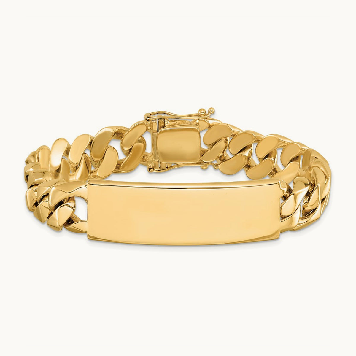Hand-polished Curb Link ID Bracelet, 14K