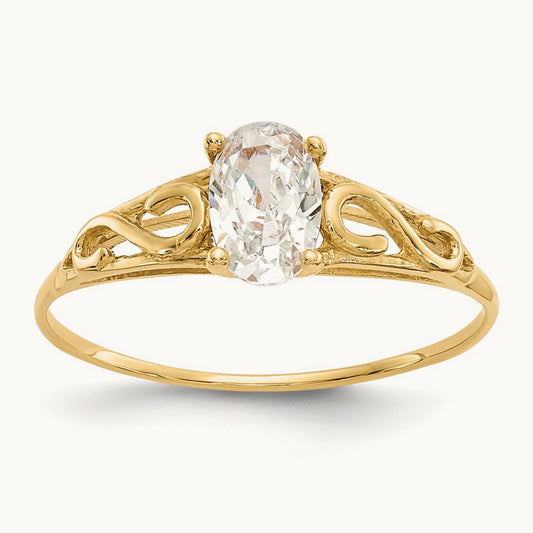 Madi K Synthetic White Spinel Ring, 14K