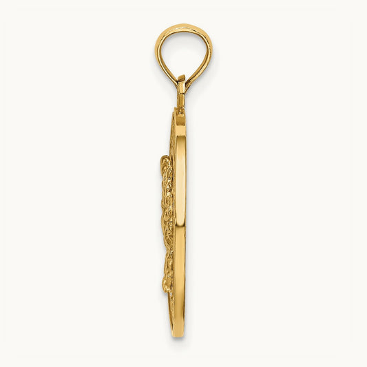 TURKS AND CAICOS Circle w/ Crab Charm, 14K