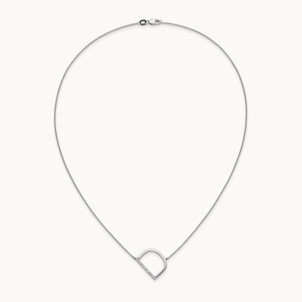 Sideways Diamond Necklace — 14K White Gold, D