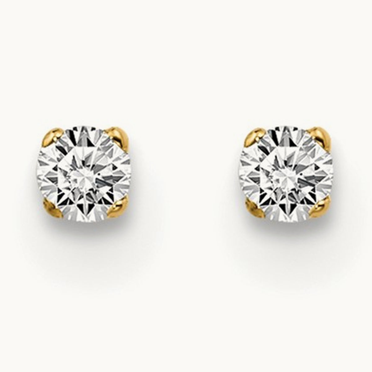 .05ct. I2 K-L Diamond Stud Push-on Post Earrings, 14K Yellow Gold