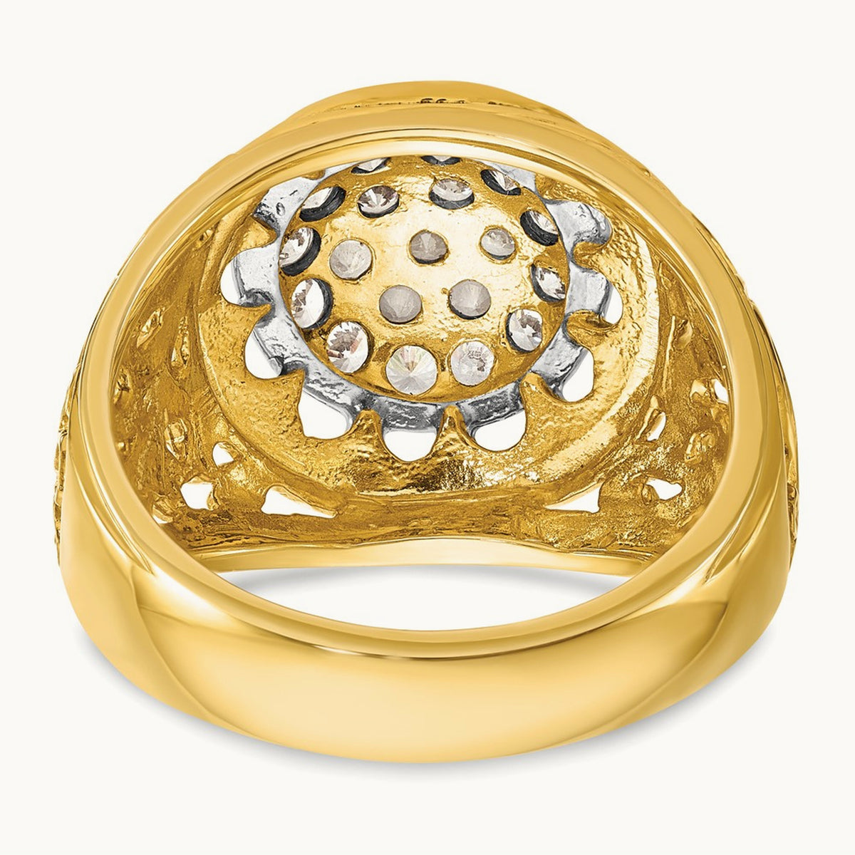 IBGoodman Men's Polished Filigree Round Dia Cluster Ring, 14K Two-tone