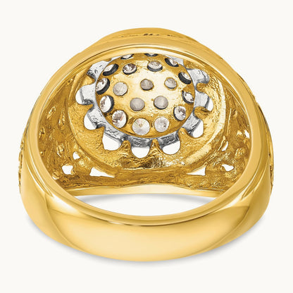 IBGoodman Men's Polished Filigree Round Dia Cluster Ring, 14K Two-tone
