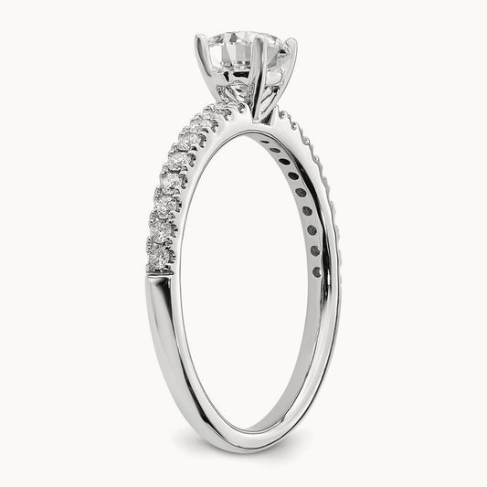 Round Engagement Ring, 0.50-1.00 ct tw Lab-Grown Diamond — 1/2 ct, 14K White Gold