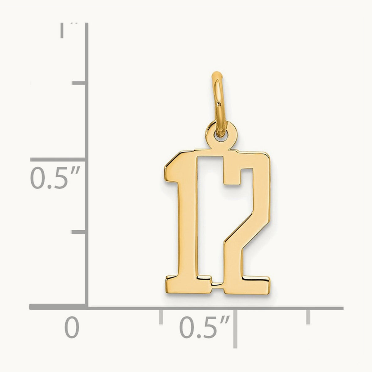 Small Elongated Number 12 Charm, 14K