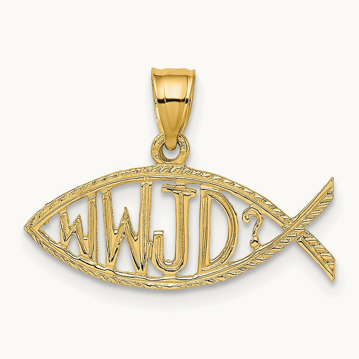 WWJD Ichthus Charm, 14K
