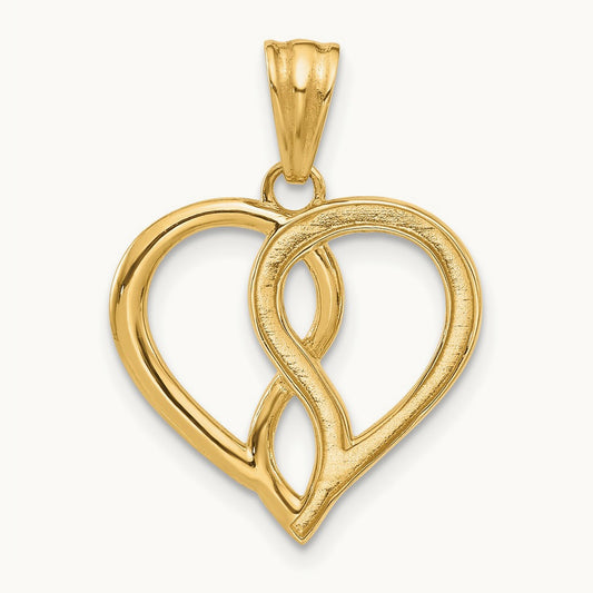 Diamond-cut Infinity Heart Pendant, 14K with White Rhodium
