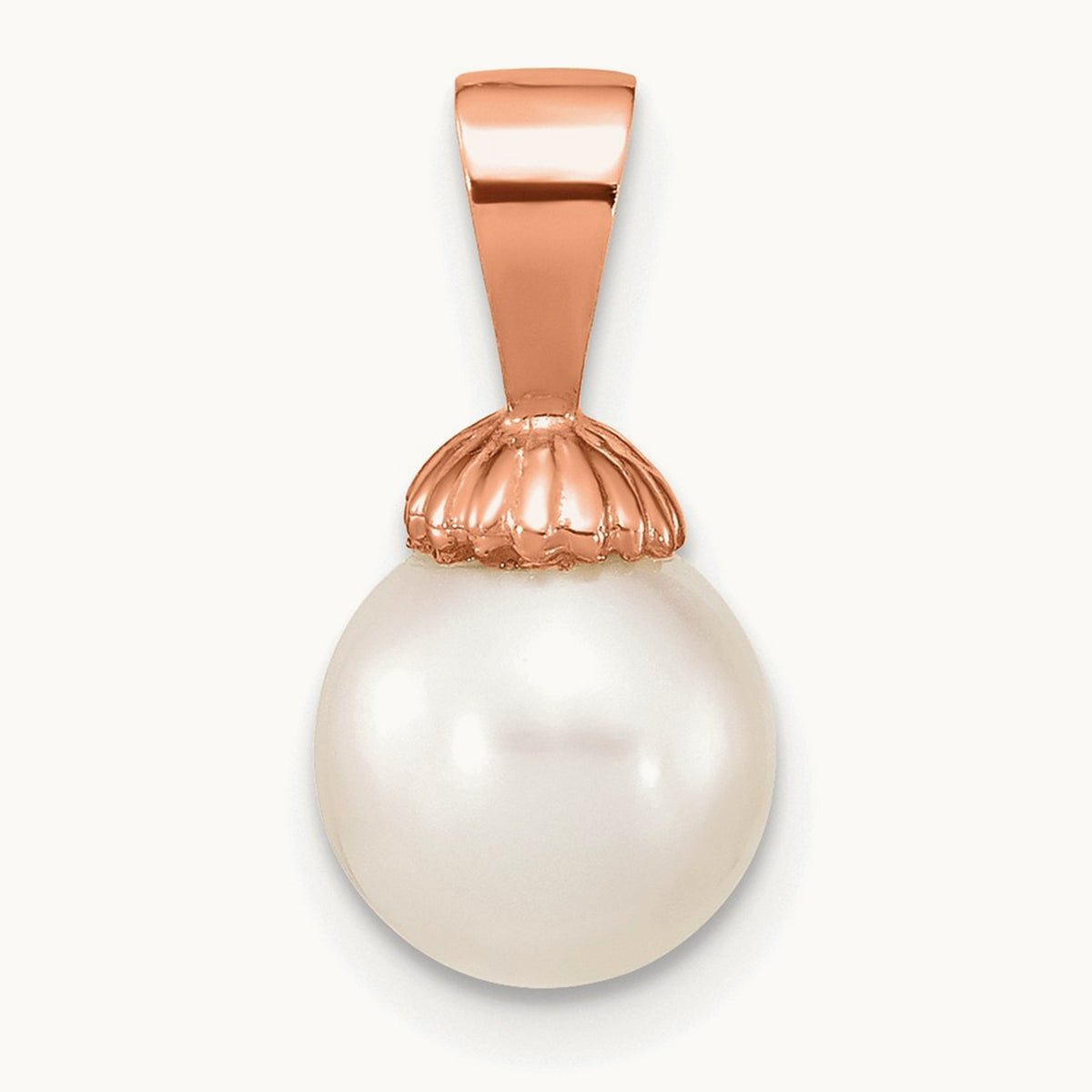8- Round Freshwater Cultured Pearl Pendant — 14K Rose Gold