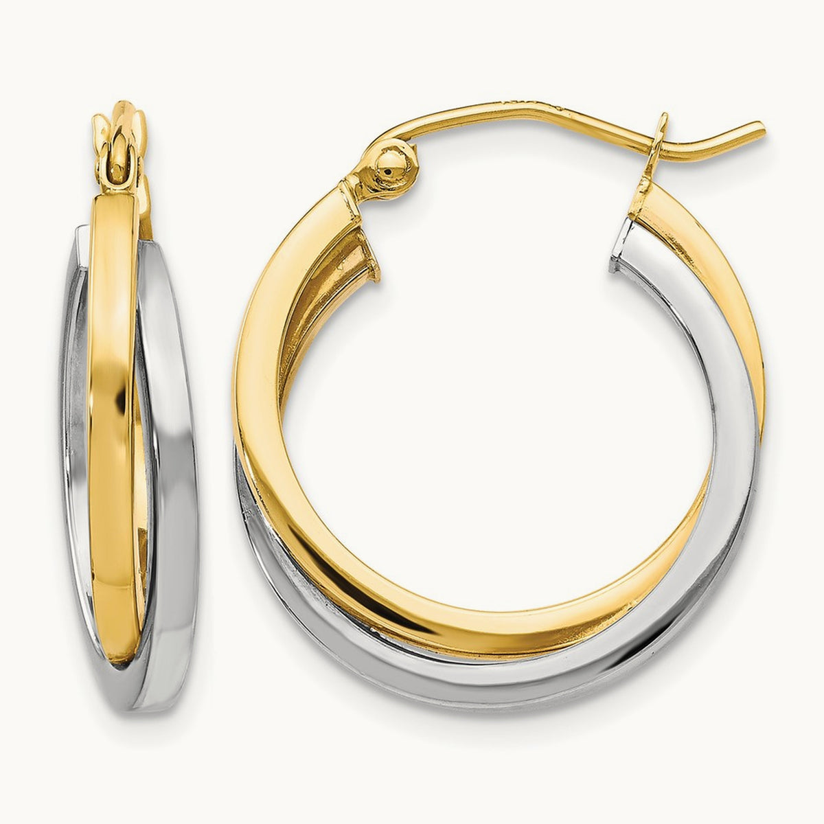 Polished Hinged Hoop Earrings, 10K Two-tone — Leslie's