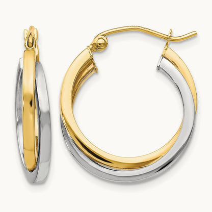 Polished Hinged Hoop Earrings, 10K Two-tone — Leslie's