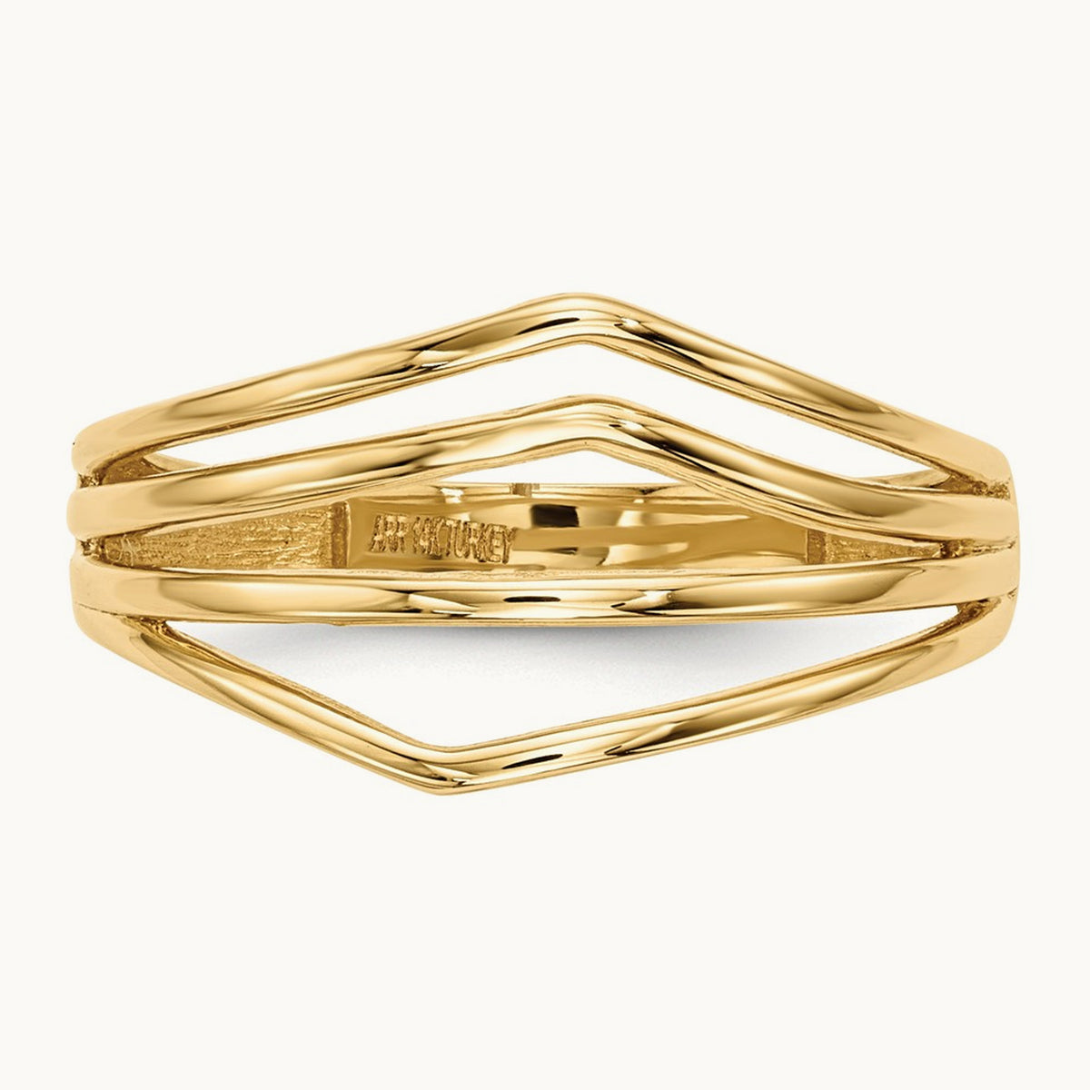 Polished 4-Bar Ring — 14K Yellow Gold, 7
