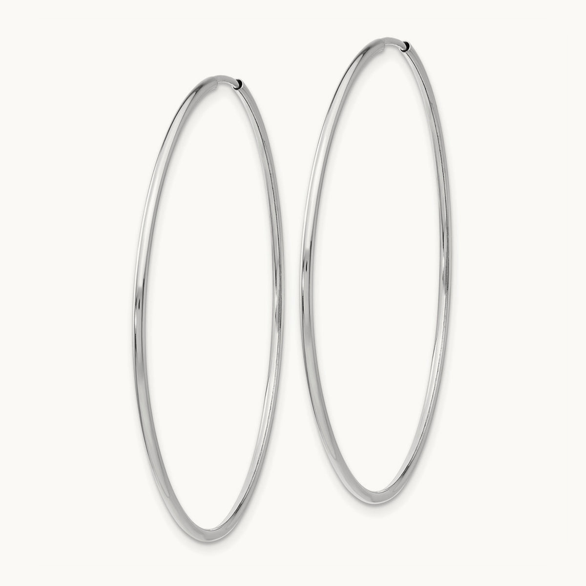 Polished Endless Tube Hoop Earrings, 1.20mm, 14K White Gold
