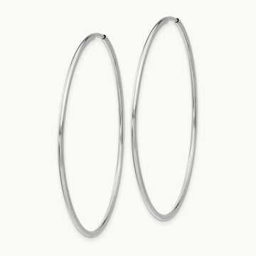 Polished Endless Tube Hoop Earrings, 1.20mm, 14K White Gold
