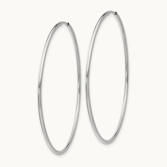 Polished Endless Tube Hoop Earrings, 1.20mm, 14K White Gold